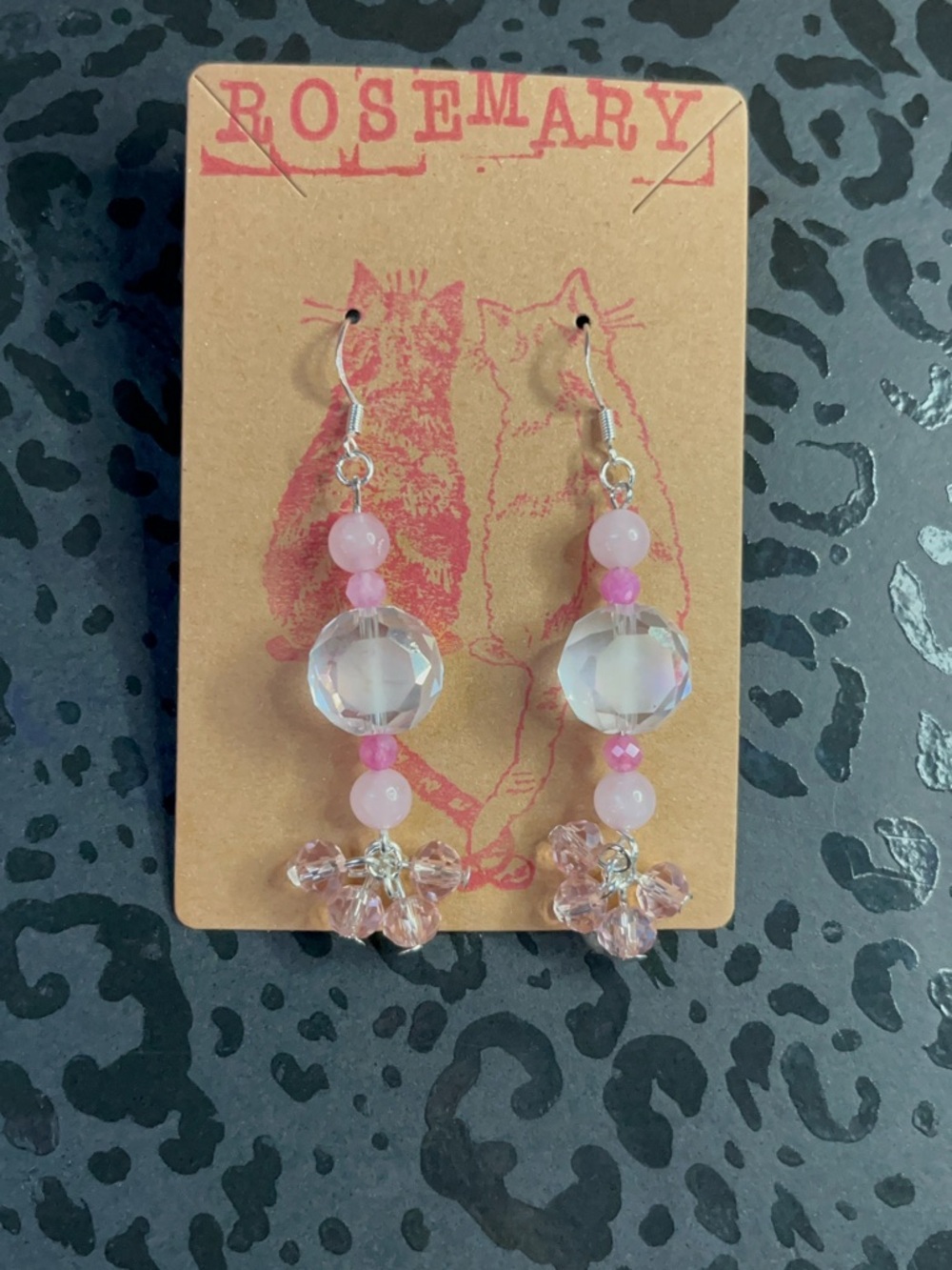 Rosemary Pink Crystal and Bead Drop Earrings